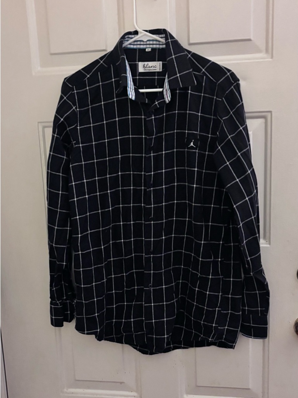 Blanc Men's Black Windowpane Long-Sleeve Button-Down Shirt